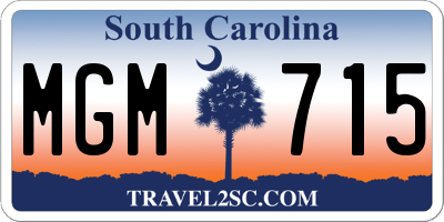 SC license plate MGM715
