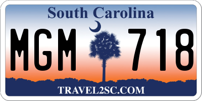 SC license plate MGM718