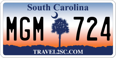 SC license plate MGM724