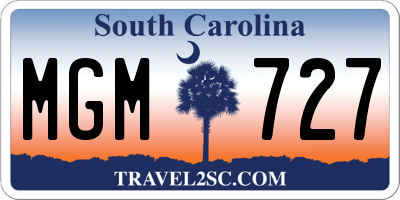 SC license plate MGM727