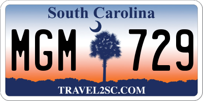 SC license plate MGM729