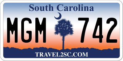 SC license plate MGM742