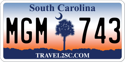 SC license plate MGM743