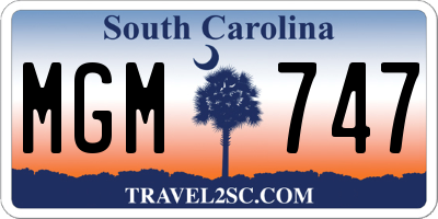 SC license plate MGM747