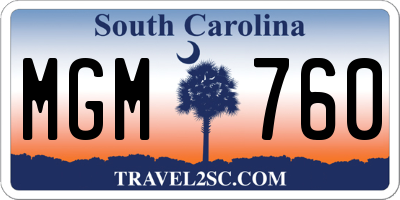 SC license plate MGM760