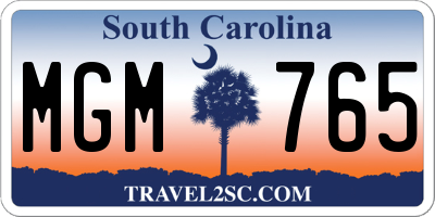 SC license plate MGM765