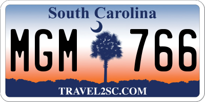 SC license plate MGM766