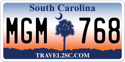SC license plate MGM768