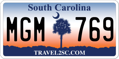 SC license plate MGM769