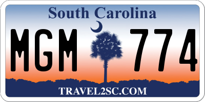 SC license plate MGM774