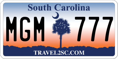 SC license plate MGM777