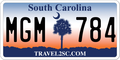SC license plate MGM784