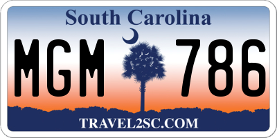 SC license plate MGM786