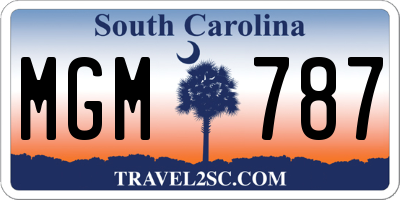 SC license plate MGM787
