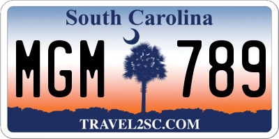 SC license plate MGM789
