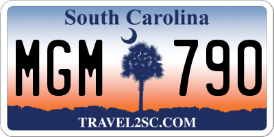 SC license plate MGM790