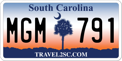 SC license plate MGM791