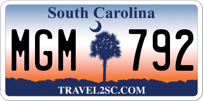 SC license plate MGM792