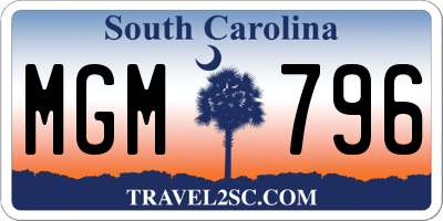 SC license plate MGM796