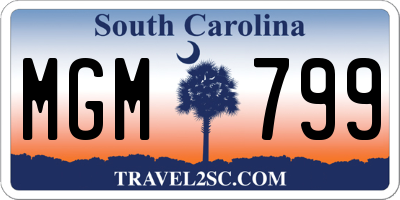 SC license plate MGM799