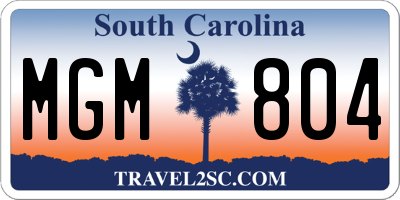 SC license plate MGM804