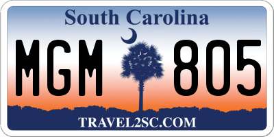 SC license plate MGM805