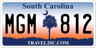 SC license plate MGM812