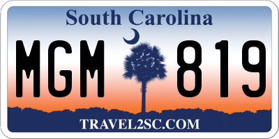 SC license plate MGM819