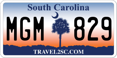 SC license plate MGM829