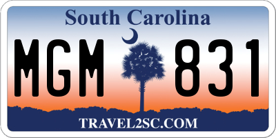 SC license plate MGM831