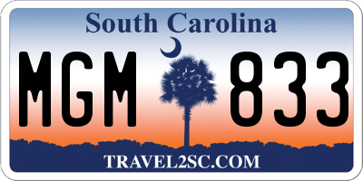 SC license plate MGM833