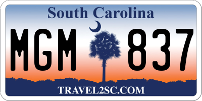 SC license plate MGM837
