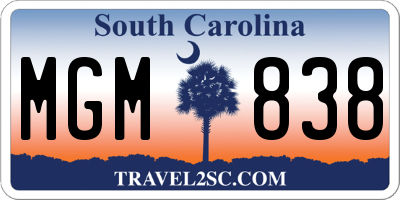 SC license plate MGM838
