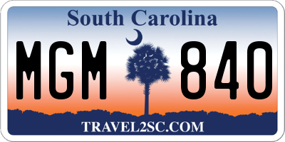 SC license plate MGM840