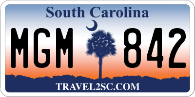 SC license plate MGM842