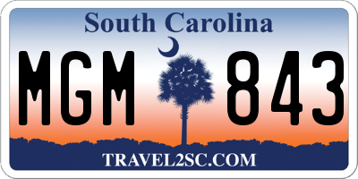 SC license plate MGM843