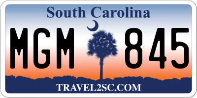 SC license plate MGM845