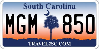 SC license plate MGM850