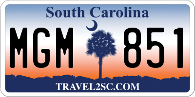 SC license plate MGM851