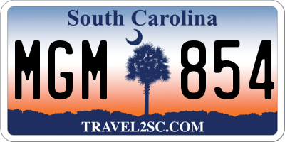 SC license plate MGM854