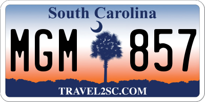 SC license plate MGM857