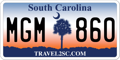 SC license plate MGM860