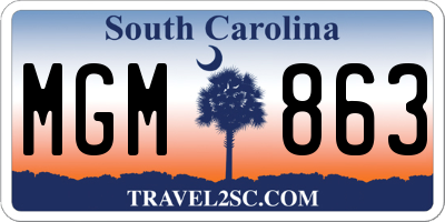 SC license plate MGM863