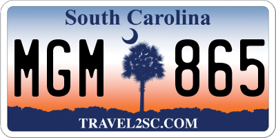SC license plate MGM865