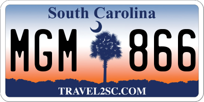 SC license plate MGM866