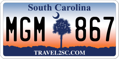 SC license plate MGM867