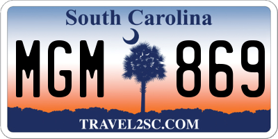 SC license plate MGM869