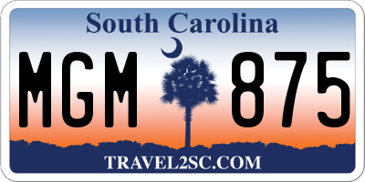 SC license plate MGM875