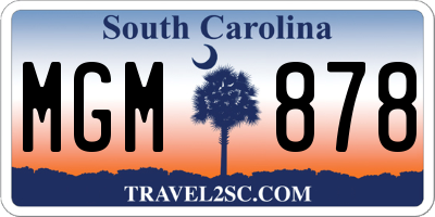 SC license plate MGM878