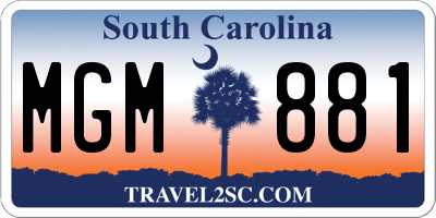 SC license plate MGM881